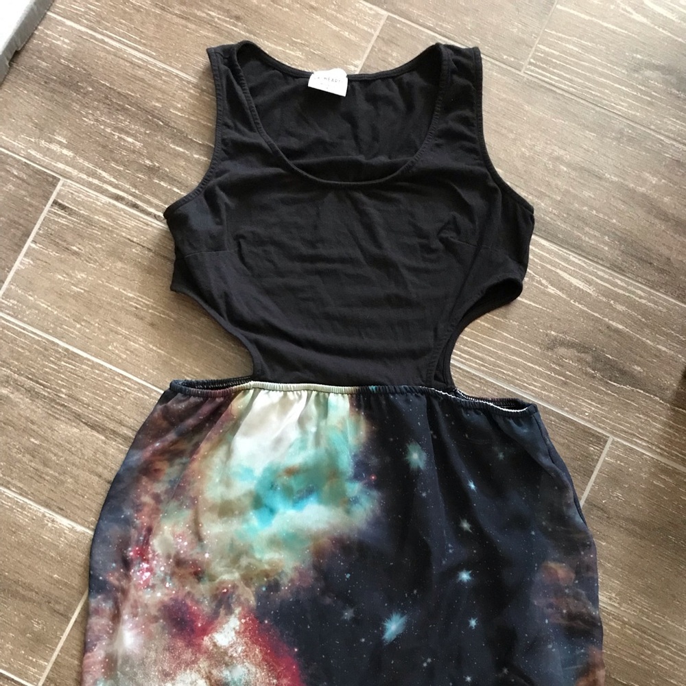 Pacsun LA Hearts galaxy cut out maxi dress